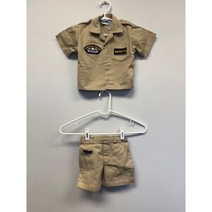 vtg Funstuff Forces Kids Army Uniform Set Khaki Cotton Shirt Shorts Halloween 2T